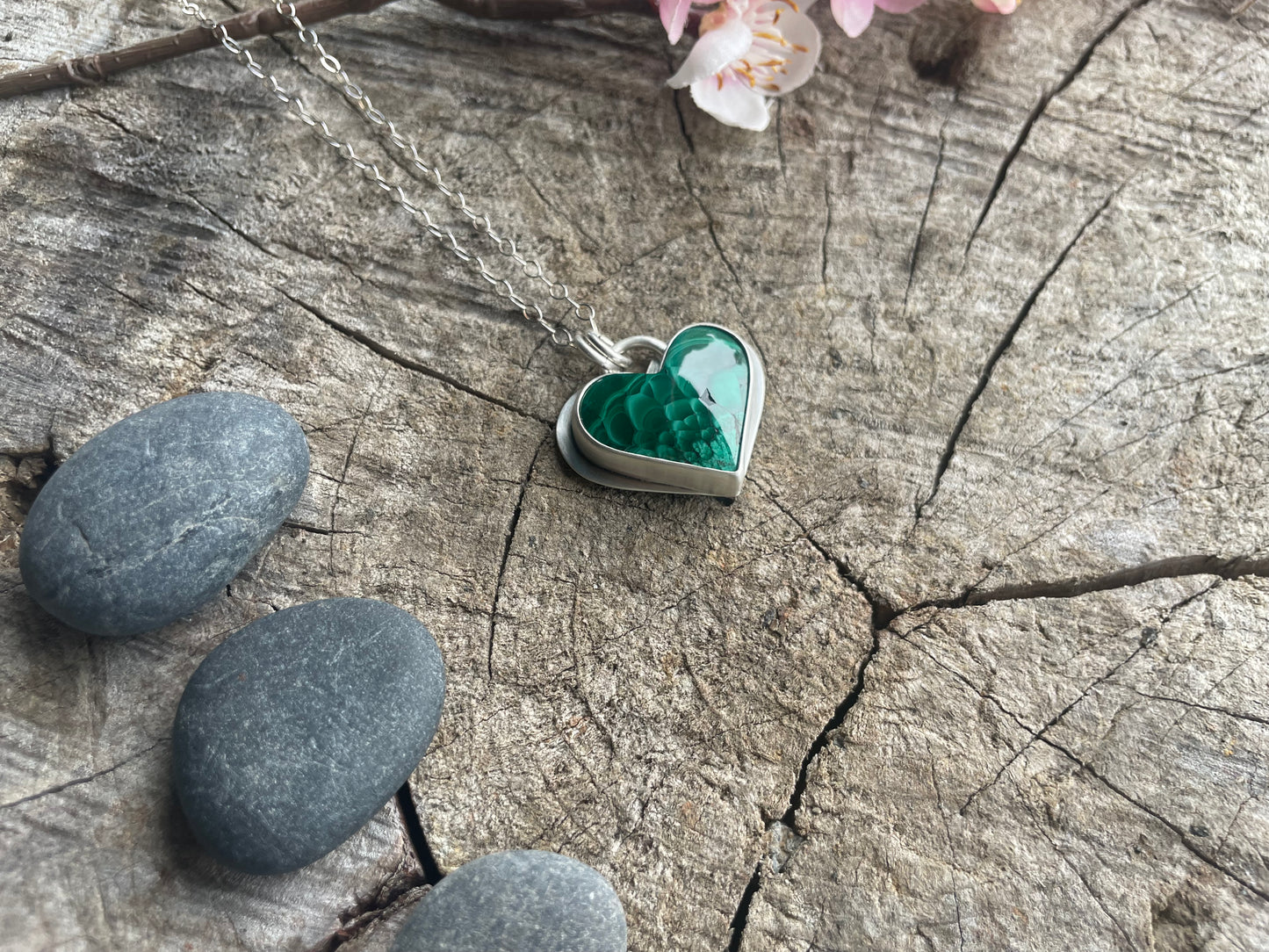 Malachite| Love Note Collection Hearts Pendant Necklace RETURN