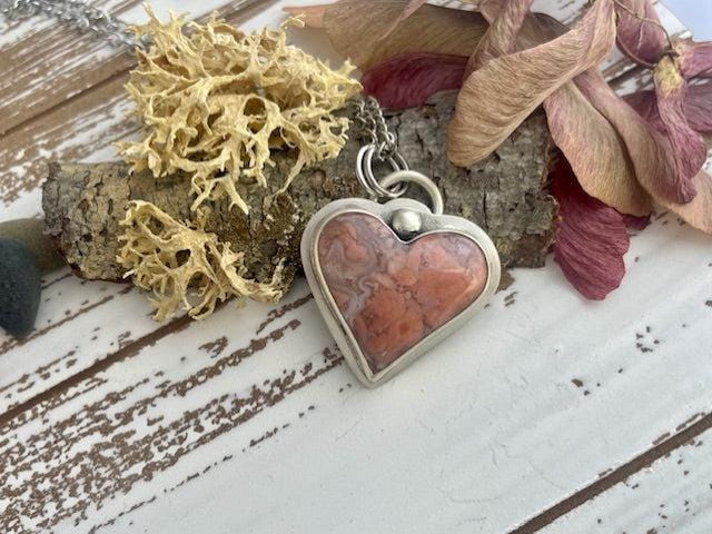 Heart pendant necklace Cotton Candy Agate Love Note
