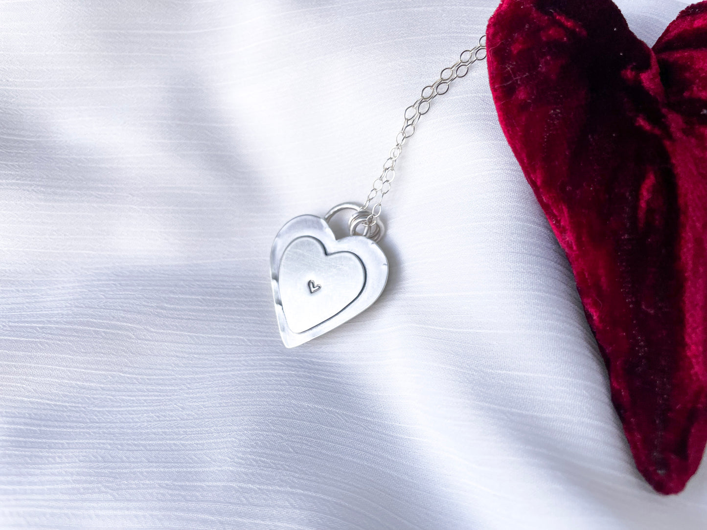 Pink Heart necklace with stone