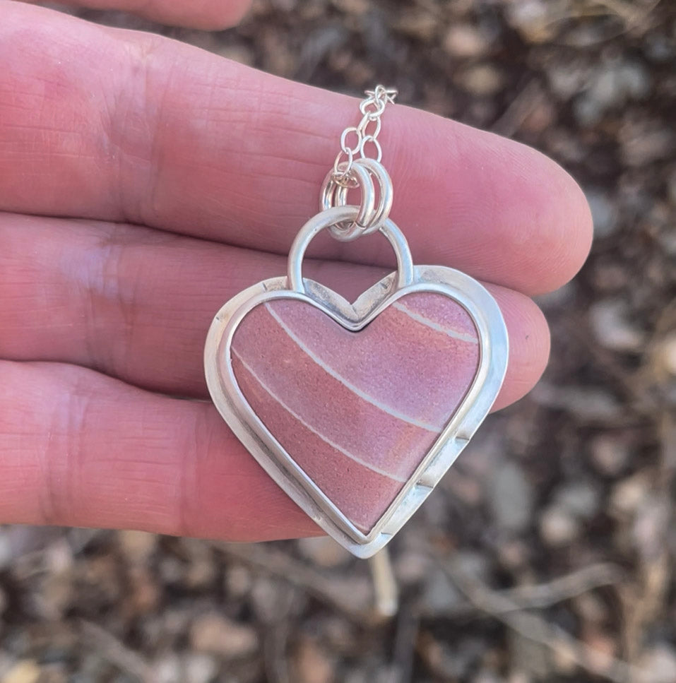 Polychrome Jasper | Pink Heart Pendant Necklace