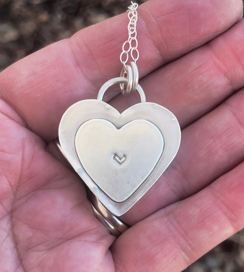 Polychrome Jasper | Pink Heart Pendant Necklace