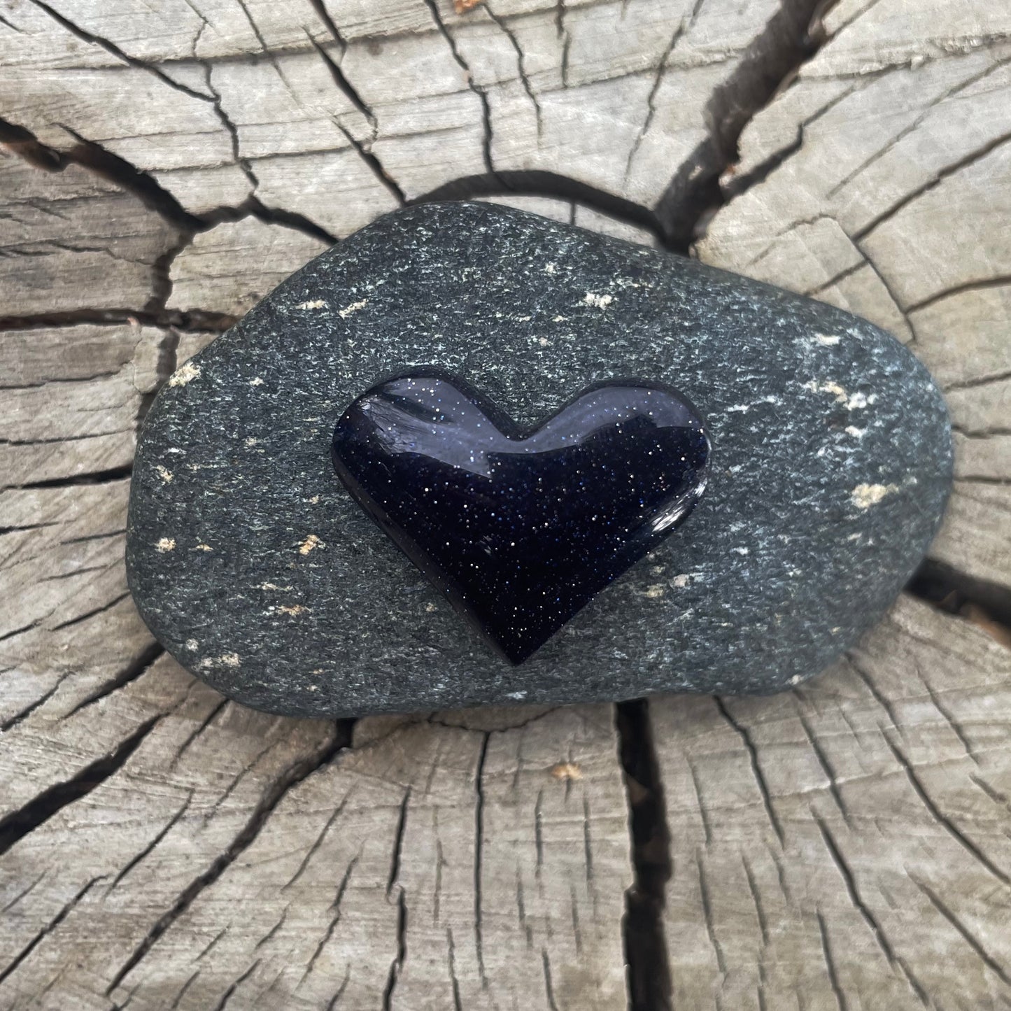 Blue Goldstone| Love Note Collection Hearts Pendant Necklace BELIEVE