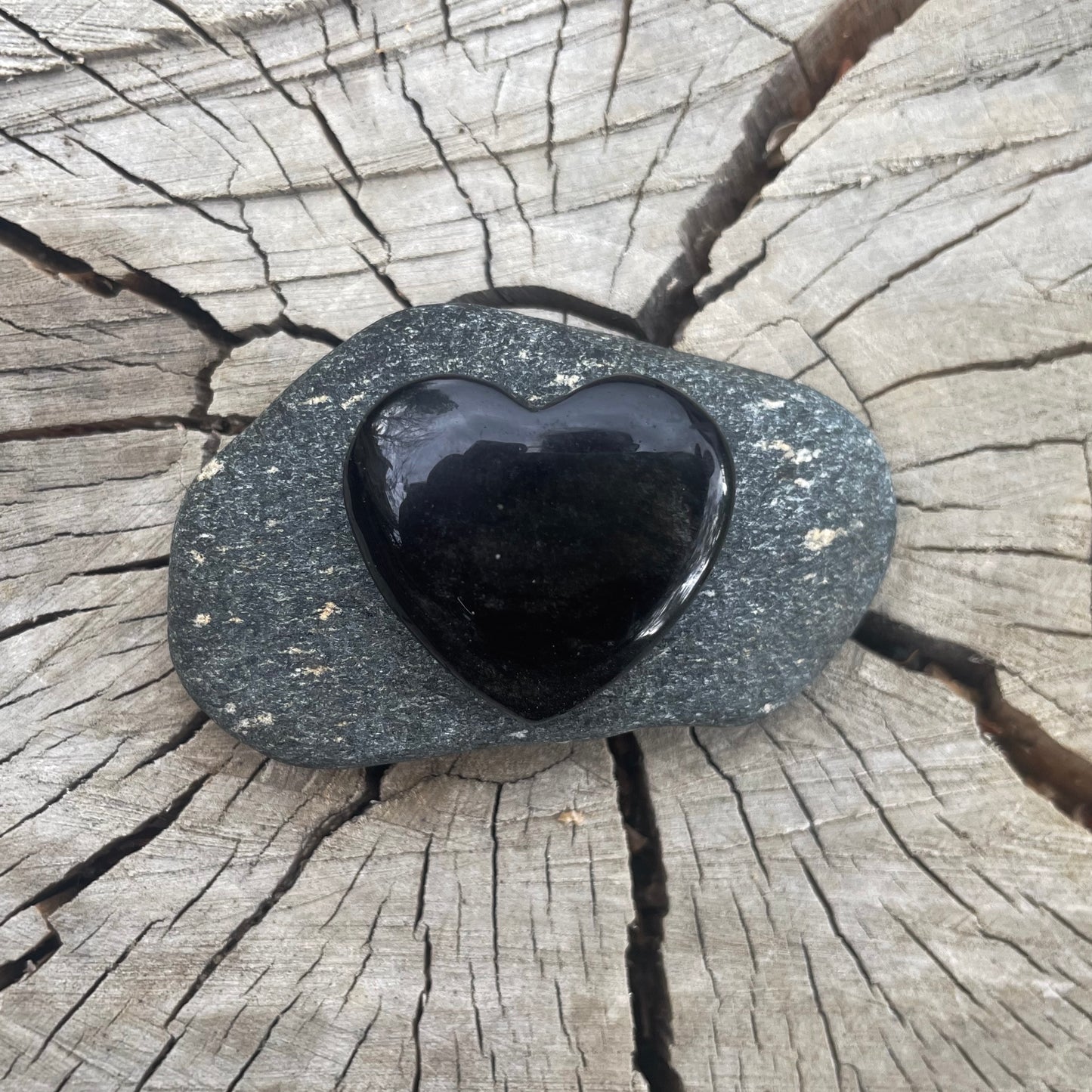 Silver Sheen Obsidian| Love Note Collection Hearts Pendant Necklace REFLECT