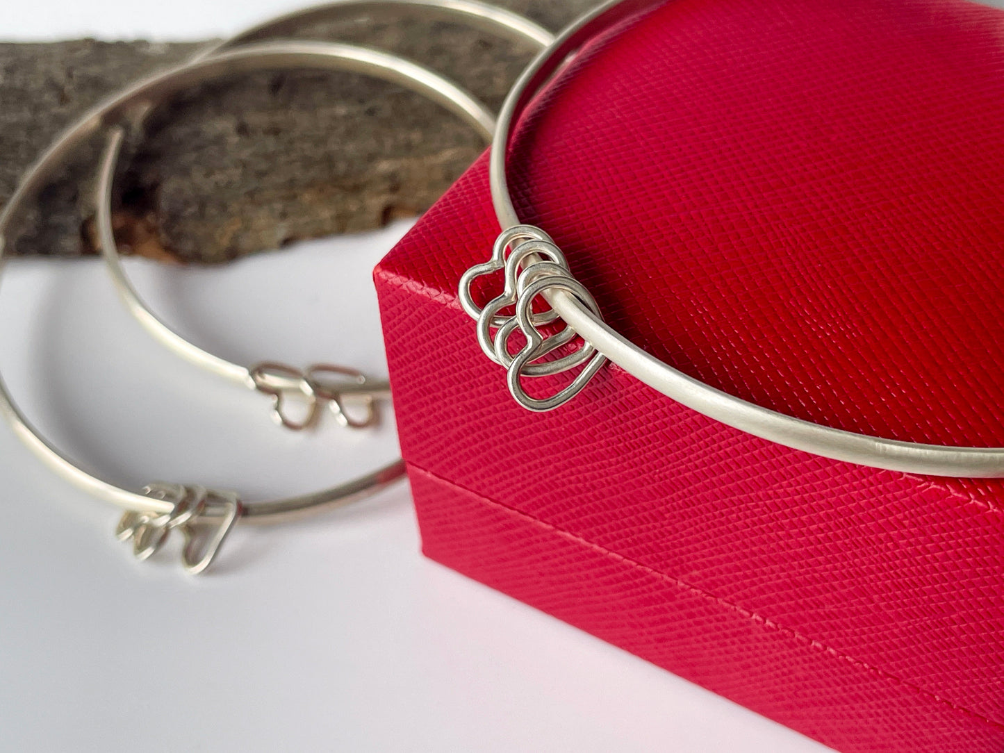 Open Heart Bangle Charm Bracelet