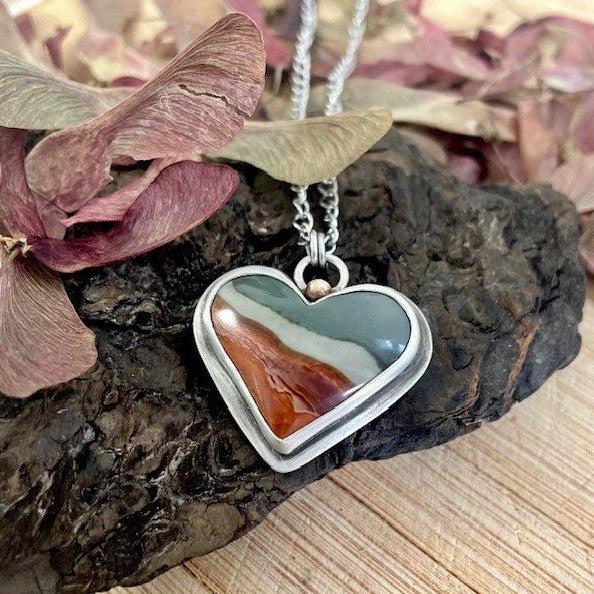 Polychrome Jasper | Love Note Collection Heart Pendant Necklace EXPLORE
