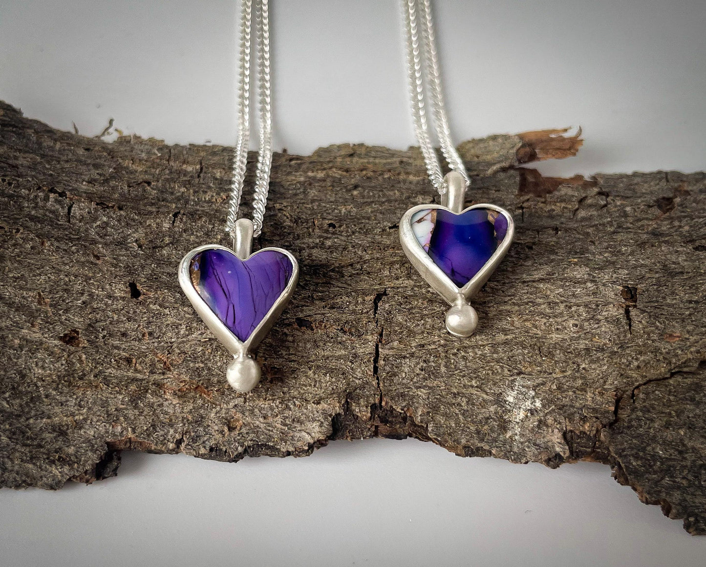 Dahlia Violet with Bronze | Love Drops Heart Charm Necklace