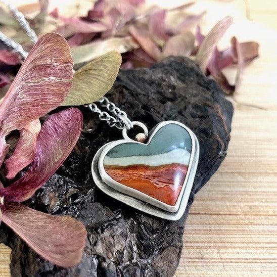 Polychrome Jasper | Love Note Collection Heart Pendant Necklace EXPLORE