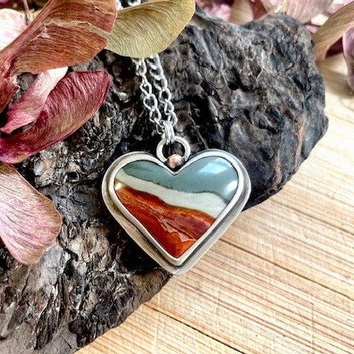 Polychrome Jasper | Love Note Collection Heart Pendant Necklace EXPLORE