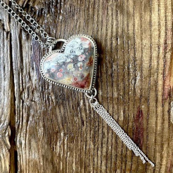 Galaxy Rhyolite | Love Note Collection Heart Pendant Necklace BLOSSOM