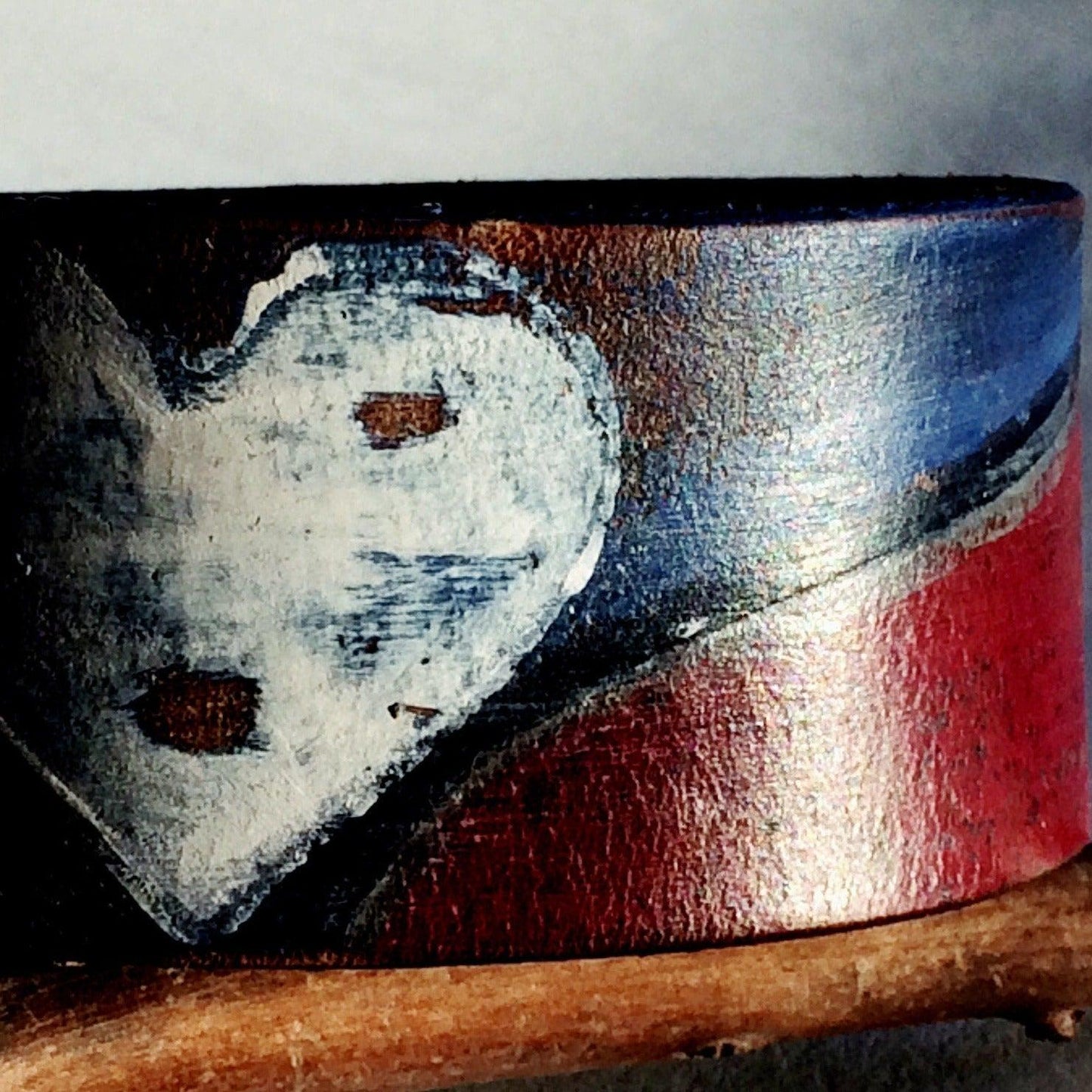 leather cuff bracelet red white blue