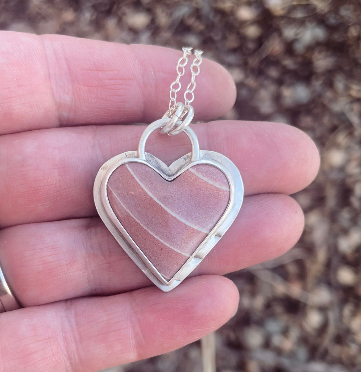 pink heart stone pendant