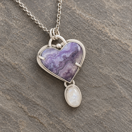 Purple Lace Agate & Moonstone | Love Note Collection Heart: BALANCE