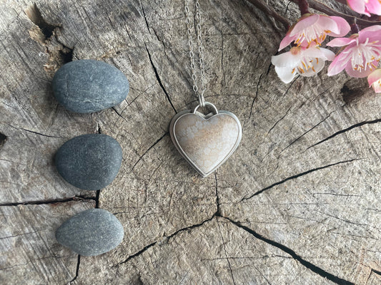 Fossil Coral | Love Note Collection Hearts Pendant Necklace SHINE