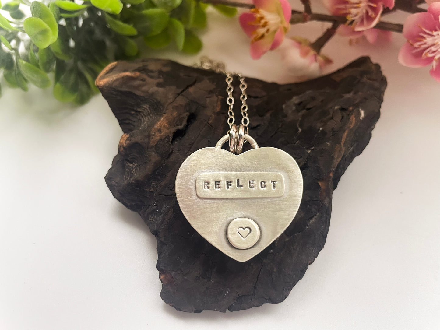 Silver Sheen Obsidian| Love Note Collection Hearts Pendant Necklace REFLECT