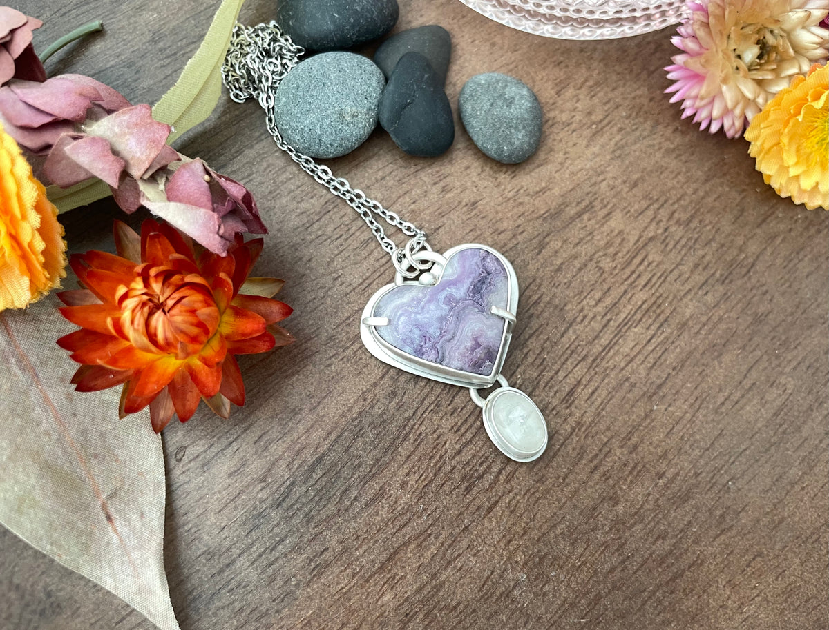 Purple Lace Agate & Moonstone | Love Note Collection Heart: BALANCE