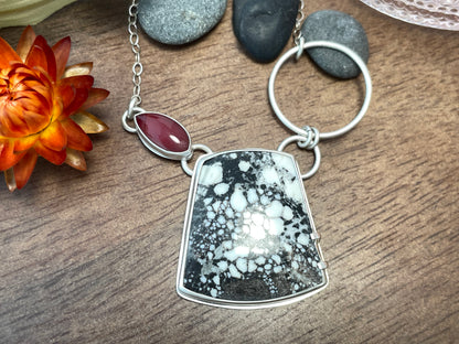 White Tiger Magnesite & Rosarita Pendant Necklace