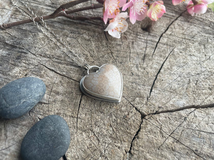 Fossil Coral | Love Note Collection Hearts Pendant Necklace SHINE