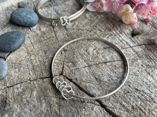 Open Heart Bangle Charm Bracelet