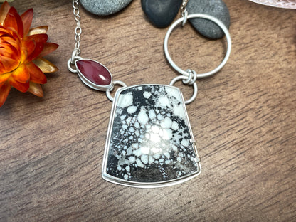 White Tiger Magnesite & Rosarita Pendant Necklace