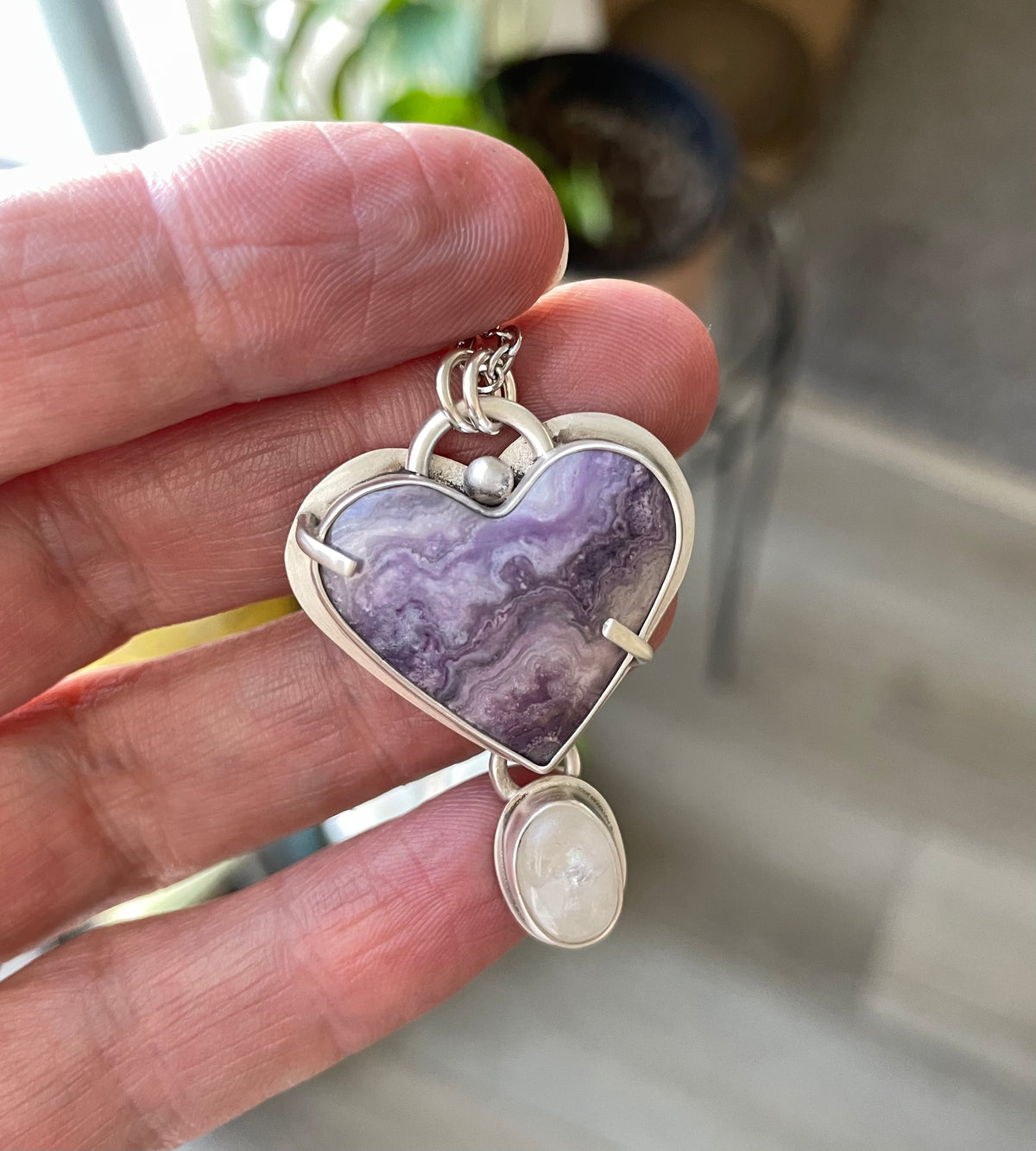 Purple Lace Agate & Moonstone | Love Note Collection Heart: BALANCE