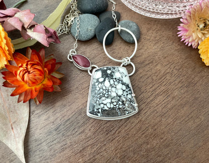 White Tiger Magnesite & Rosarita Pendant Necklace