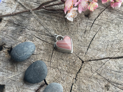 Polychrome Jasper | Pink Heart Pendant Necklace