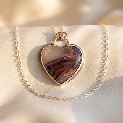 Agua Nueva Agate Heart Pendant Necklace | Love Note Collection: INTENTION