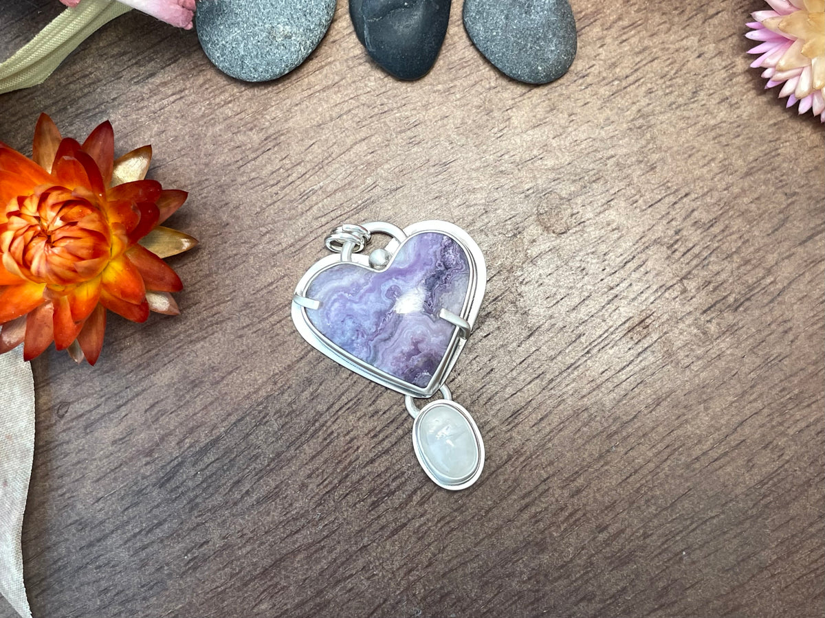 Purple Lace Agate & Moonstone | Love Note Collection Heart: BALANCE