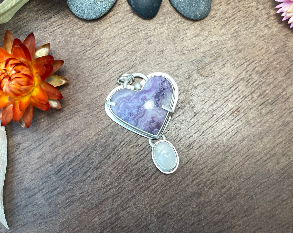 Purple Lace Agate & Moonstone | Love Note Collection Heart: BALANCE