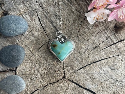 Baja Chrysocolla heart stone necklace pendant, symbolizing love, truth, growth, empowerment