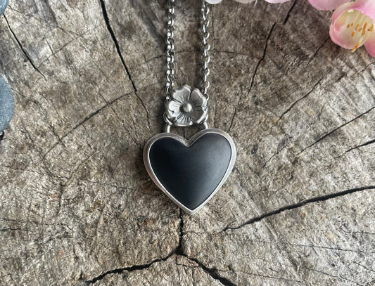 Black Jade | Love Note Collection Heart Pendant Necklace BLOSSOM