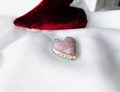 pink heart stone necklace love gift
