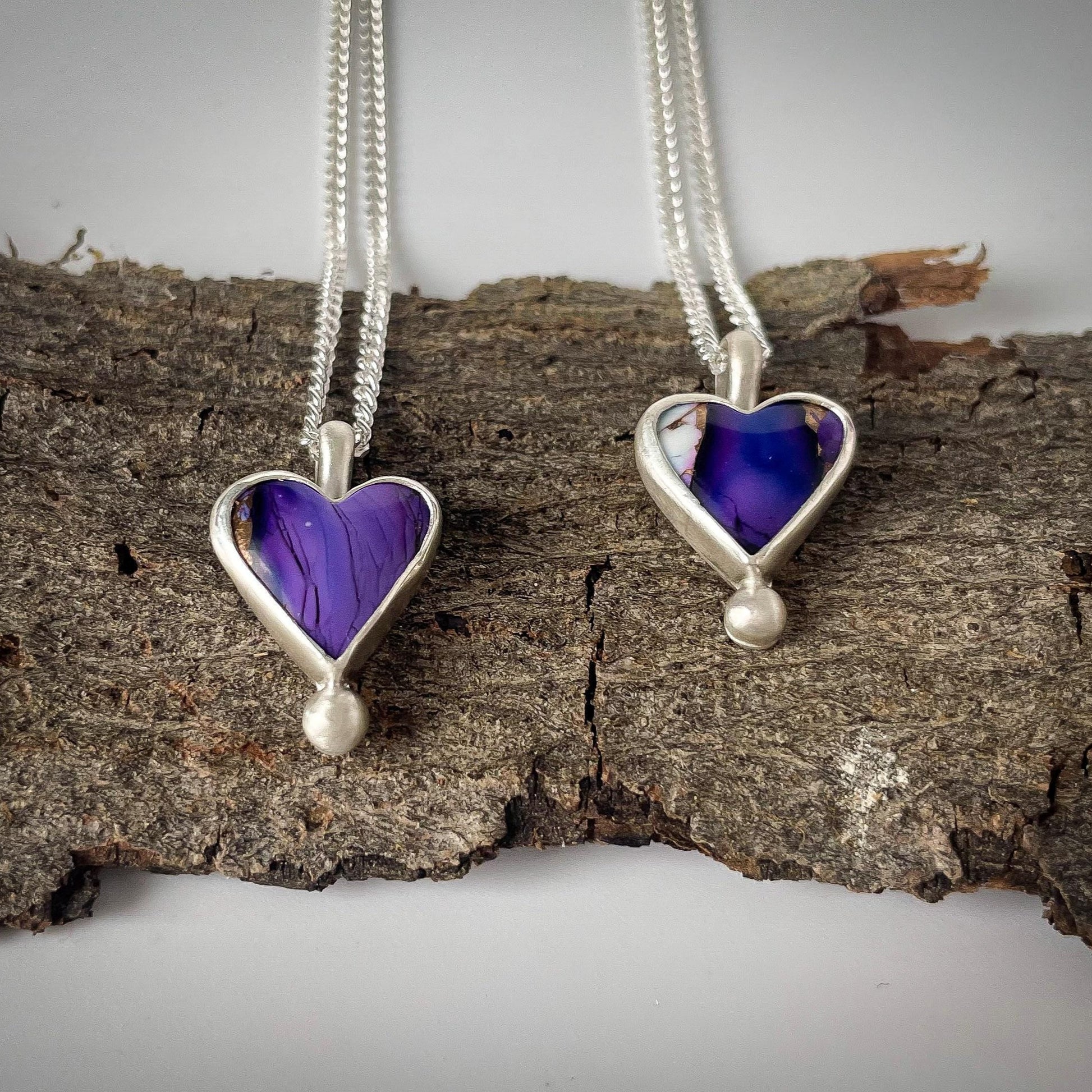 Love Drops: Dahlia Violet with Bronze Heart Necklace