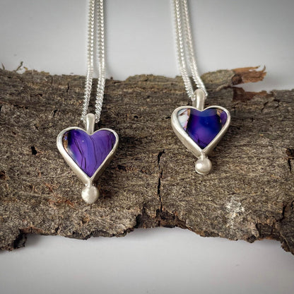 Love Drops: Dahlia Violet with Bronze Heart Necklace