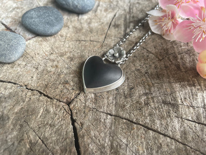 Black Jade | Love Note Collection Heart Pendant Necklace BLOSSOM