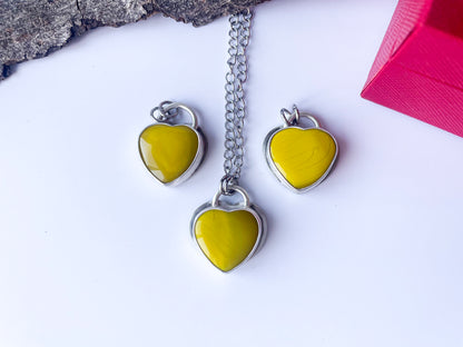 Yellow Rosarita | Heart Charm Pendant Necklace
