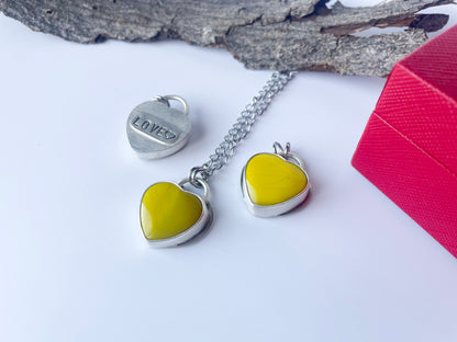 Yellow Rosarita | Heart Charm Pendant Necklace