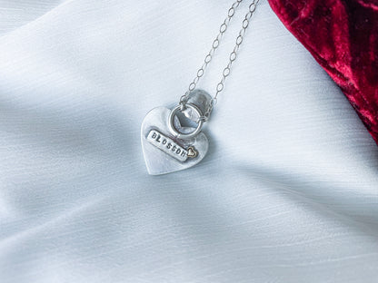 Black Jade | Love Note Collection Heart Pendant Necklace BLOSSOM