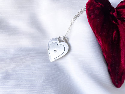 Pink Heart necklace with stone