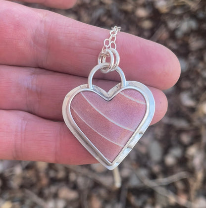 Polychrome Jasper | Pink Heart Pendant Necklace