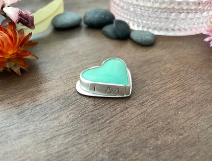 Newman Chrysoprase | Love Note Collection Hearts Necklace: WORTHY