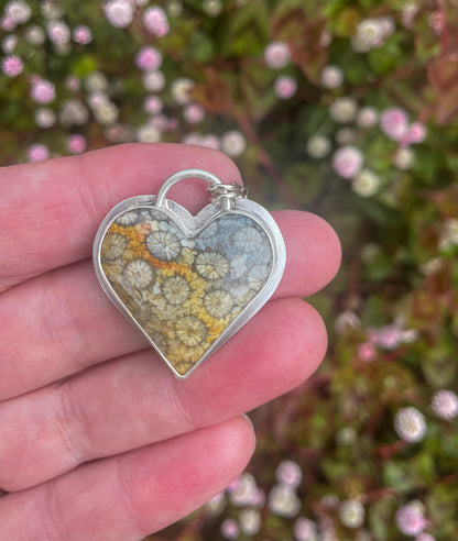 Fossil Coral | Love Note Collection Hearts Pendant Necklace SHINE