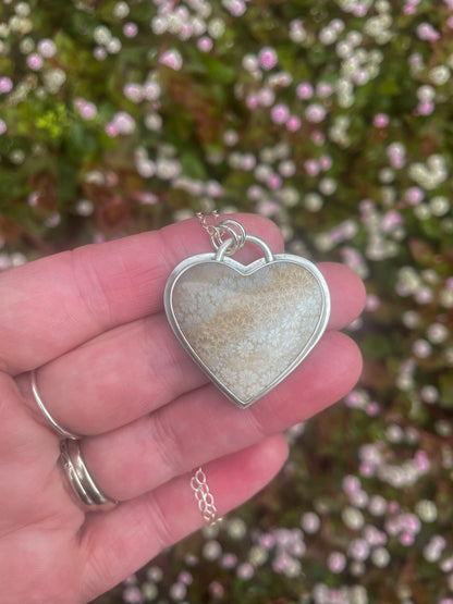 Fossil Coral | Love Note Collection Hearts Pendant Necklace SHINE