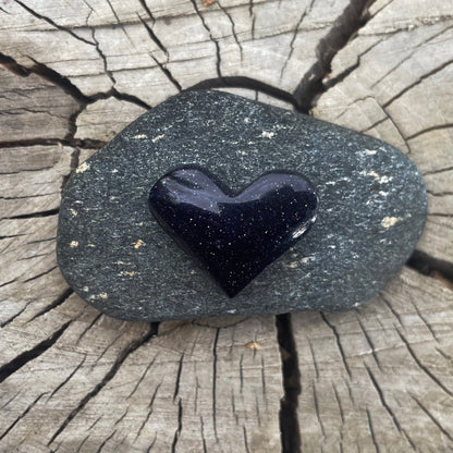 Blue Goldstone| Love Note Collection Hearts Pendant Necklace BELIEVE