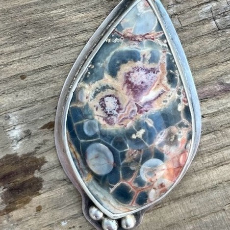 Galaxy Rhyolite Pendant, with Ruby Star