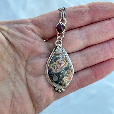 Galaxy Rhyolite Pendant, with Ruby Star