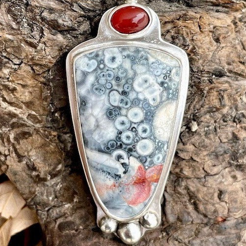 Galaxy Rhyolite with Schachan Agate Pendant