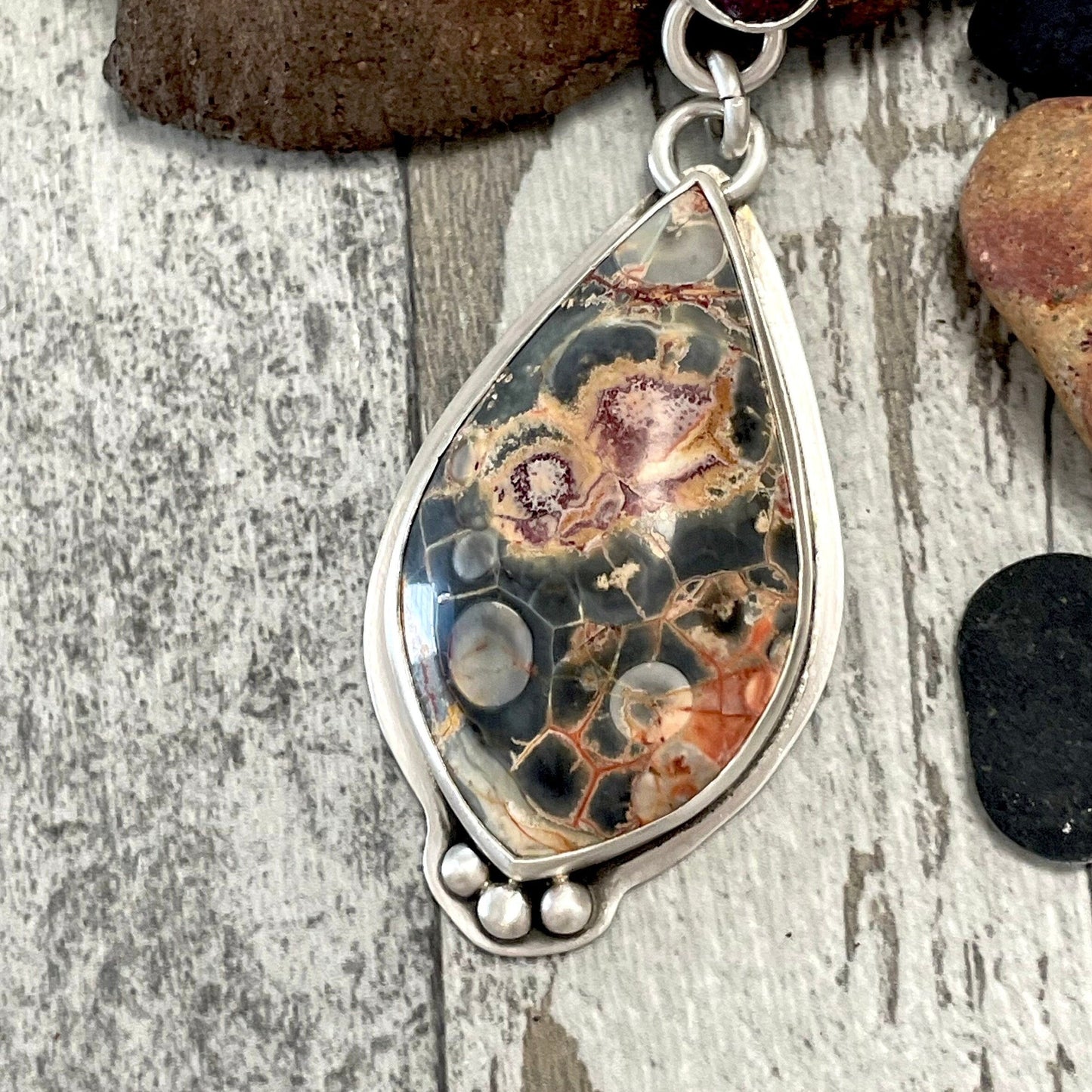 Galaxy Rhyolite Pendant, with Ruby Star