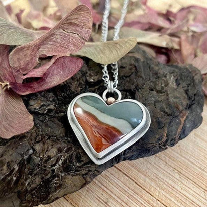 Polychrome Jasper | Love Note Collection Heart Pendant Necklace EXPLORE
