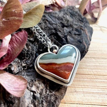 Polychrome Jasper | Love Note Collection Heart Pendant Necklace EXPLORE